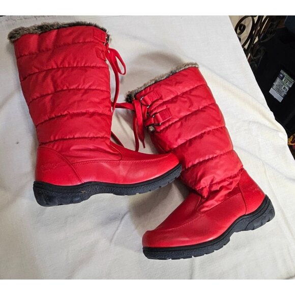 Womens Chromatics By Totes Red Faux Fur Lined Winter Boots Size 10W - Picture 1 of 10